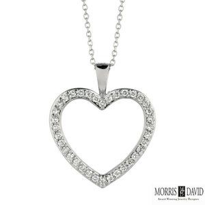 0.33 Carat Natural Diamond Heart Necklace G SI 14K White Gold 18'' chain